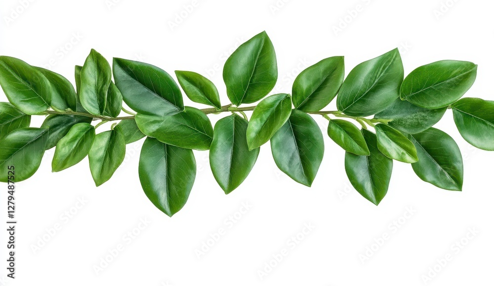 Vibrant Green Leaves Branch Isolated on White Background Vibrant Green Leaves Branch Isolated on White Background