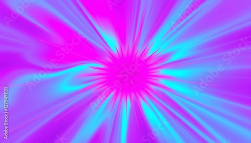 A high-energy abstract background featuring a central explosion of neon gradients, radiating from deep magenta to bright cyan. The smooth, fluid energy burst effect creates a powerful, high-tech feel 