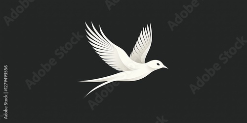 Wallpaper Mural Flat Vector Line Art Logo of Bird Flying Torontodigital.ca
