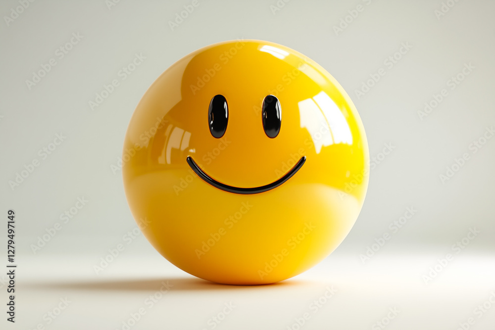 Fototapeta premium Yellow smiley face on a white background
