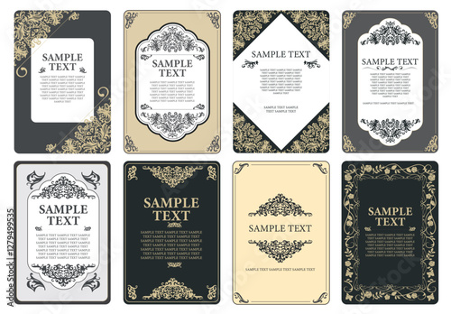 Vector ornament, vintage frames and border. Design elements for packaging design and invitations. Vector illustration collection isolated on background..eps