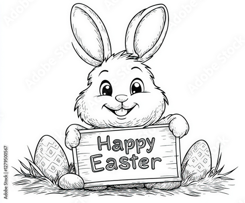 A cheerful rabbit holding a...