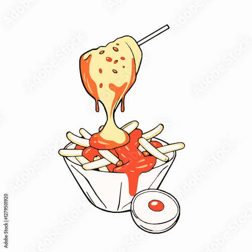 Bangladeshi Fuchka Spicy and Tangy Street Snack A Crispy and Flavorful Treat Black Outline Vector Illustration