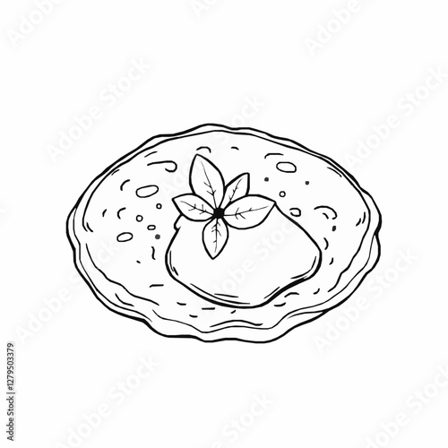 Venezuelan Cachapa Corn Pancake with Cheese A Sweet and Savory Delight Black Outline Vector Illustration