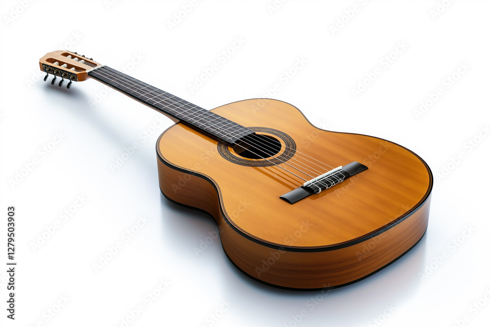 Fototapeta premium Classic classical guitar isolated against a white backdrop