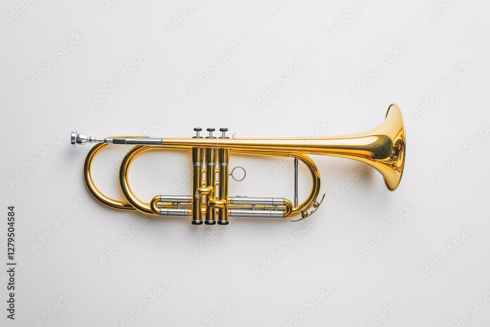 Obraz premium Golden trumpet isolated on white background