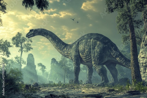 Brontosaurus: Illustration of One of the Heaviest Land Animals, a Prehistoric Dinosaur