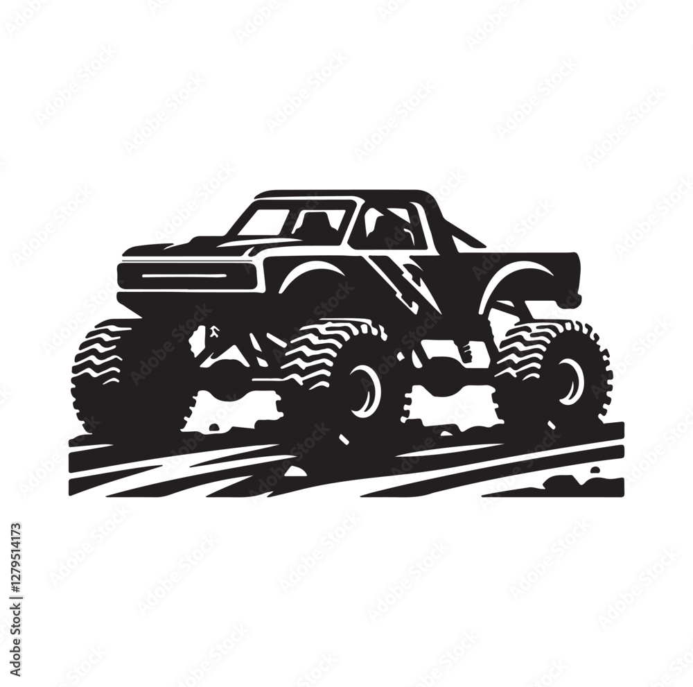 offroad racing truck silhouette vector illustration
