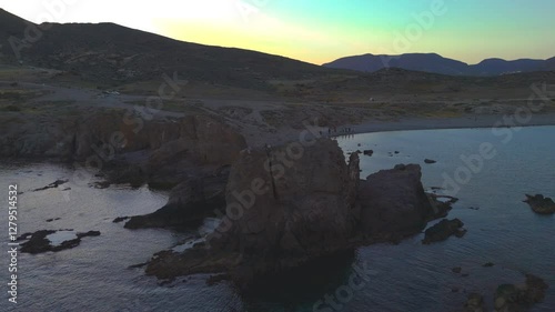 Aerial view of the Embarcadero beach, Cabo de Gata-Níjar Natural Park, Almeria, Andalusia, Spain