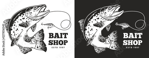 Engaging illustration of a fishing bait shop logo