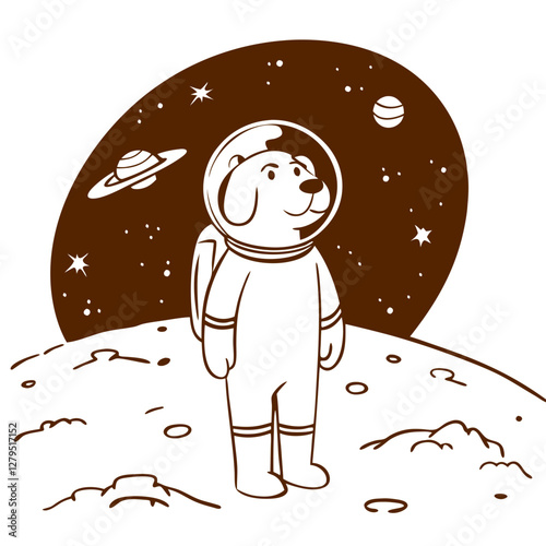 astronaut cartoon dog character