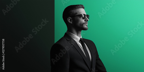 portrait of a young man in a power pose. 