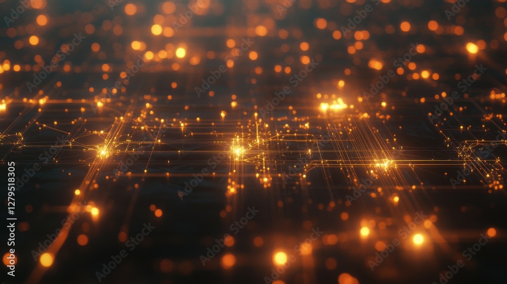Obraz premium grid of interconnected glowing nodes representing futuristic technology and innovation.