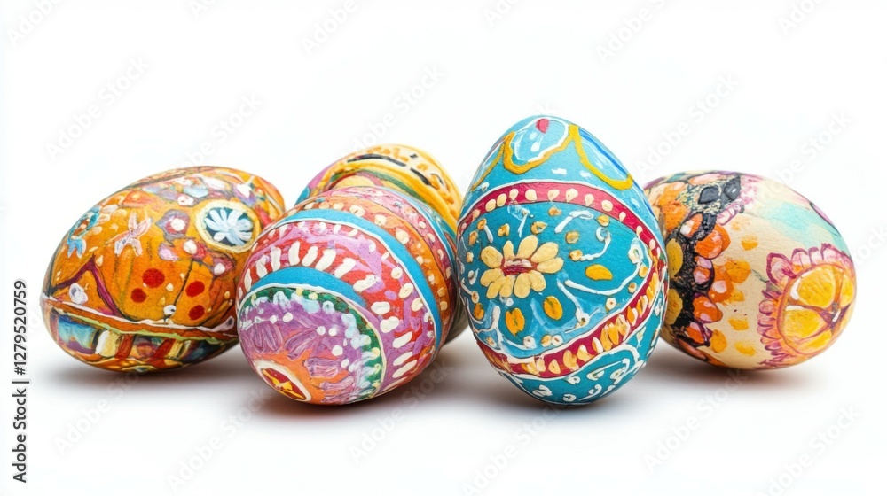Perfect colorful handmade easter eggs isolated on a white Perfect colorful handmade easter eggs isolated on a white