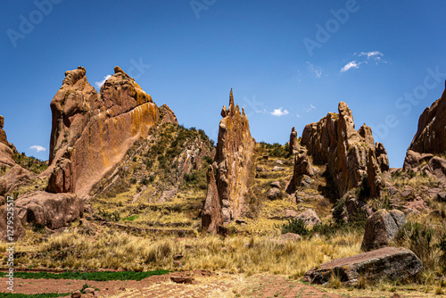 Ancient Aramu Muru Willka Uta Rock Formation in Puno Peru Pre-Columbian Spiritual and Mystical Site photo