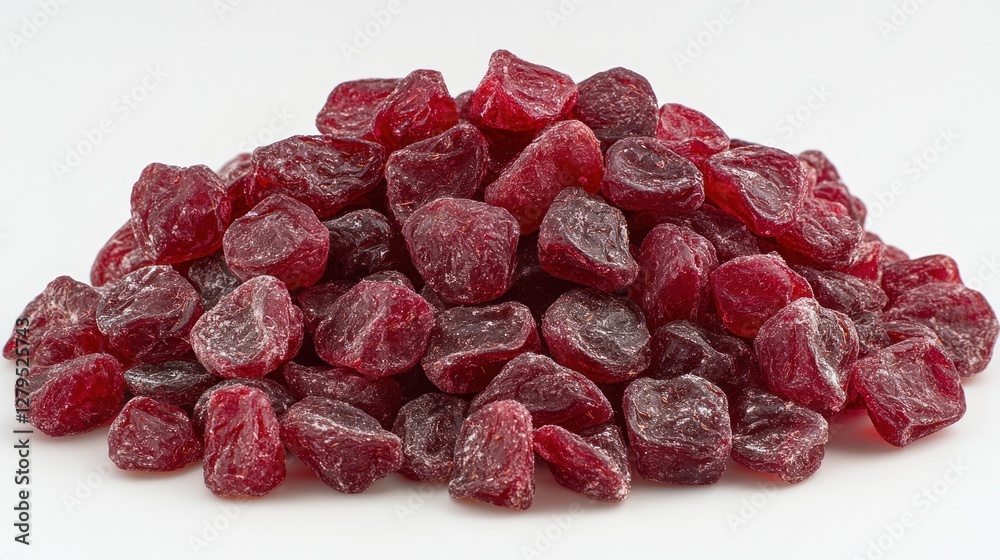 Red Candied Cranberries Studio Shot, White Background Red Candied Cranberries Studio Shot, White Background