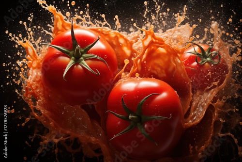 Ripe tomatoes in a splash