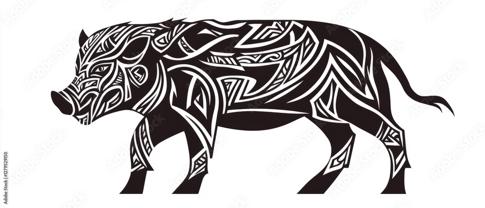 Postmodern Celtic boar tattoo art on white background Postmodern Celtic boar tattoo art on white background