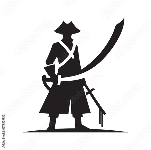 Pirate with sword silhouette vector illustration
