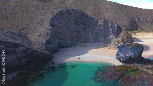 Aerial view of the beach of the dead, Almeria, Andalusia, Spain
