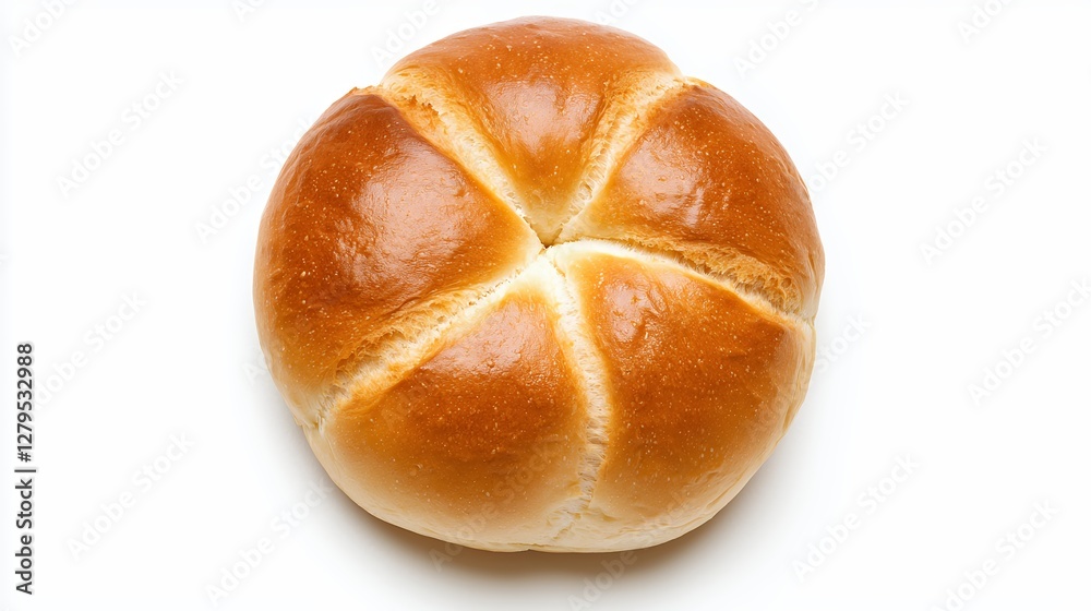 Golden Brown Bread Roll On White Background Golden Brown Bread Roll On White Background
