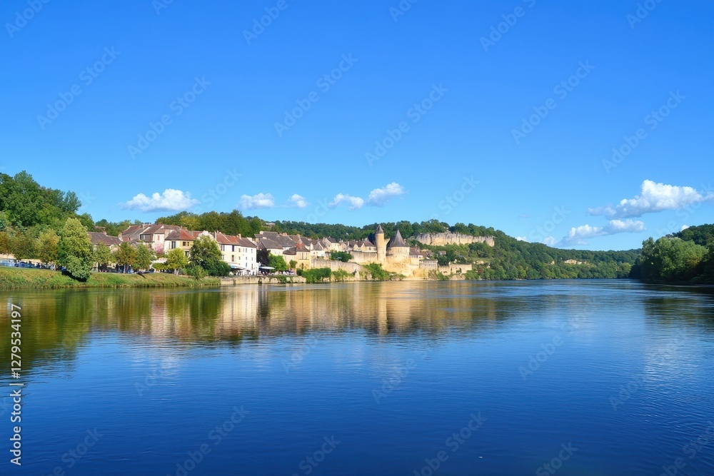 Fototapeta premium Charming Castle Town: Discover the Ancient Village of Castelnaud-La-Chapelle in the Heart of Dordogne, France