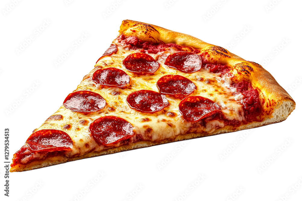 Pepperoni pizza slice on white Pepperoni pizza slice on white