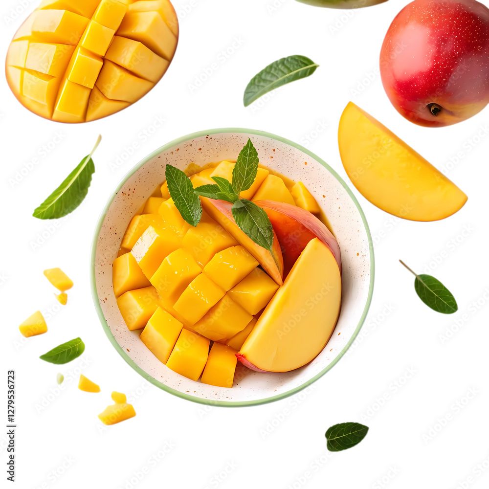 mango fruit in a bowl top view transparent background PNG high quality mango fruit in a bowl top view transparent background PNG high quality