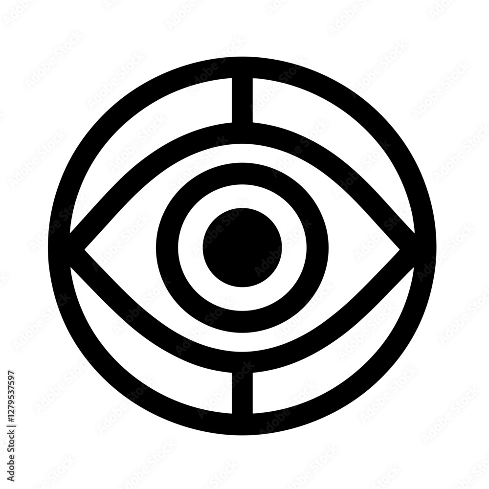 Iconic eye symbol in black and white illustration Iconic eye symbol in black and white illustration