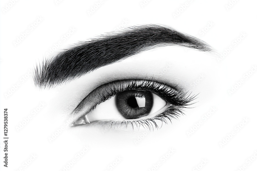 Eye and black eyebrow isolated on a white background Eye and black eyebrow isolated on a white background