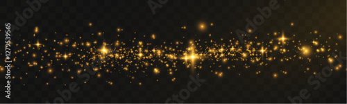 magic glowing sparkles with bokeh and light glitter effect on transparent background.

