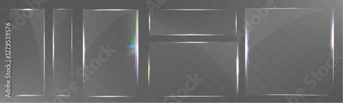 Transparent glass panel, realistic glass texture, clean glass frame, modern glass UI, reflective glass effect.
