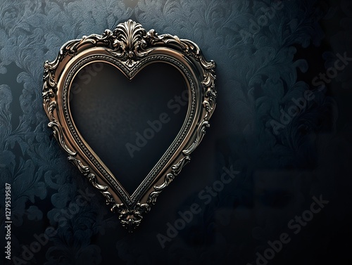 Elegant,cherishedmoments,capturedinabeautiful,heart-shapedpictureframe,onaluxurious,blackbackground, photo