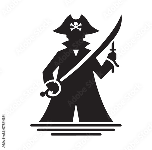 Pirate with sword silhouette vector illustration

