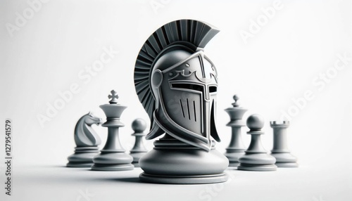 Stylized White Knight Chess Piece
