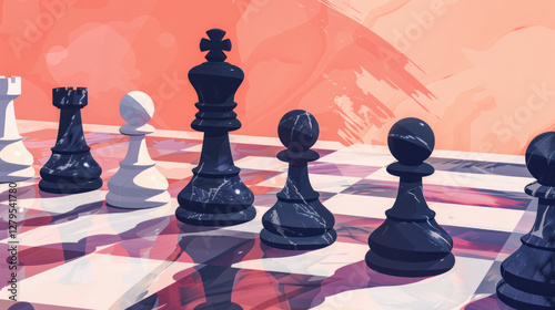 Marble Chess Pieces Illustration