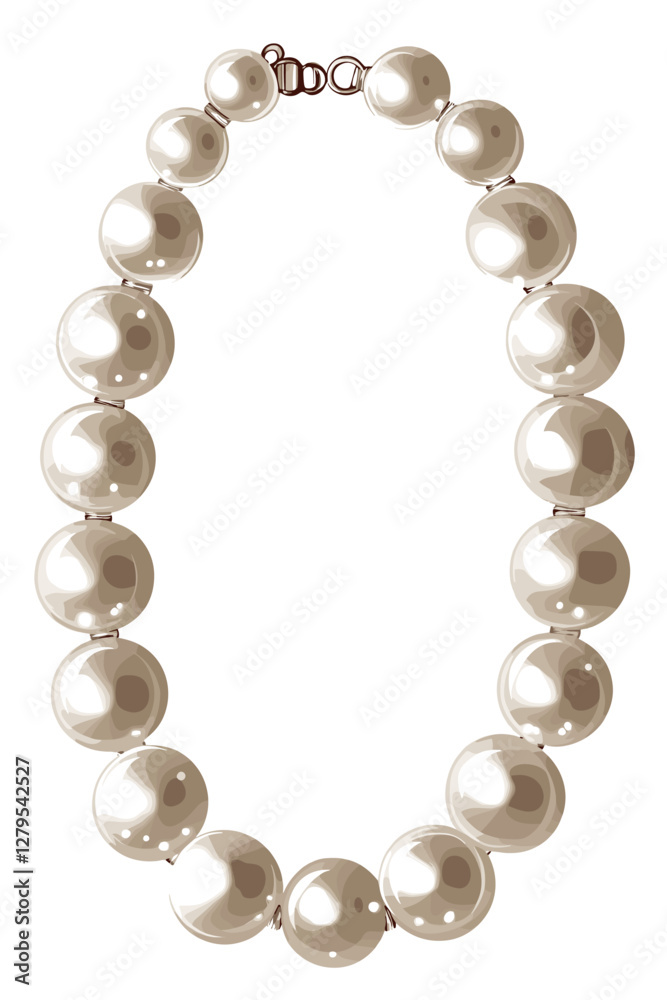 Beautiful Pearl Beads Necklace Pearls Bead Isolated On White Background Beautiful Pearl Beads Necklace Pearls Bead Isolated On White Background