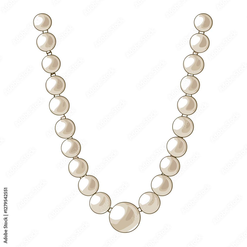 Obraz premium Beautiful Pearl Beads Necklace Pearls Bead Isolated On White Background