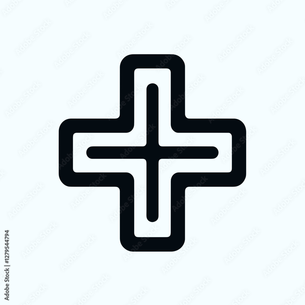 Black medical cross symbol on light background Black medical cross symbol on light background