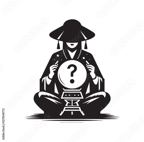 Fortune Teller pose silhouette vector illustration