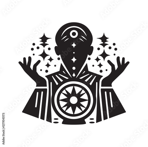 Fortune Teller pose silhouette vector illustration
