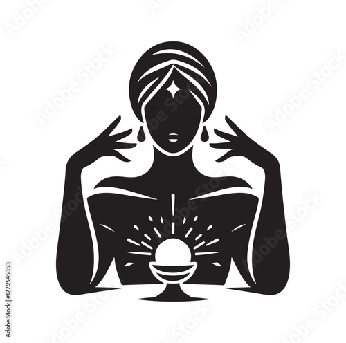 Fortune Teller pose silhouette vector illustration