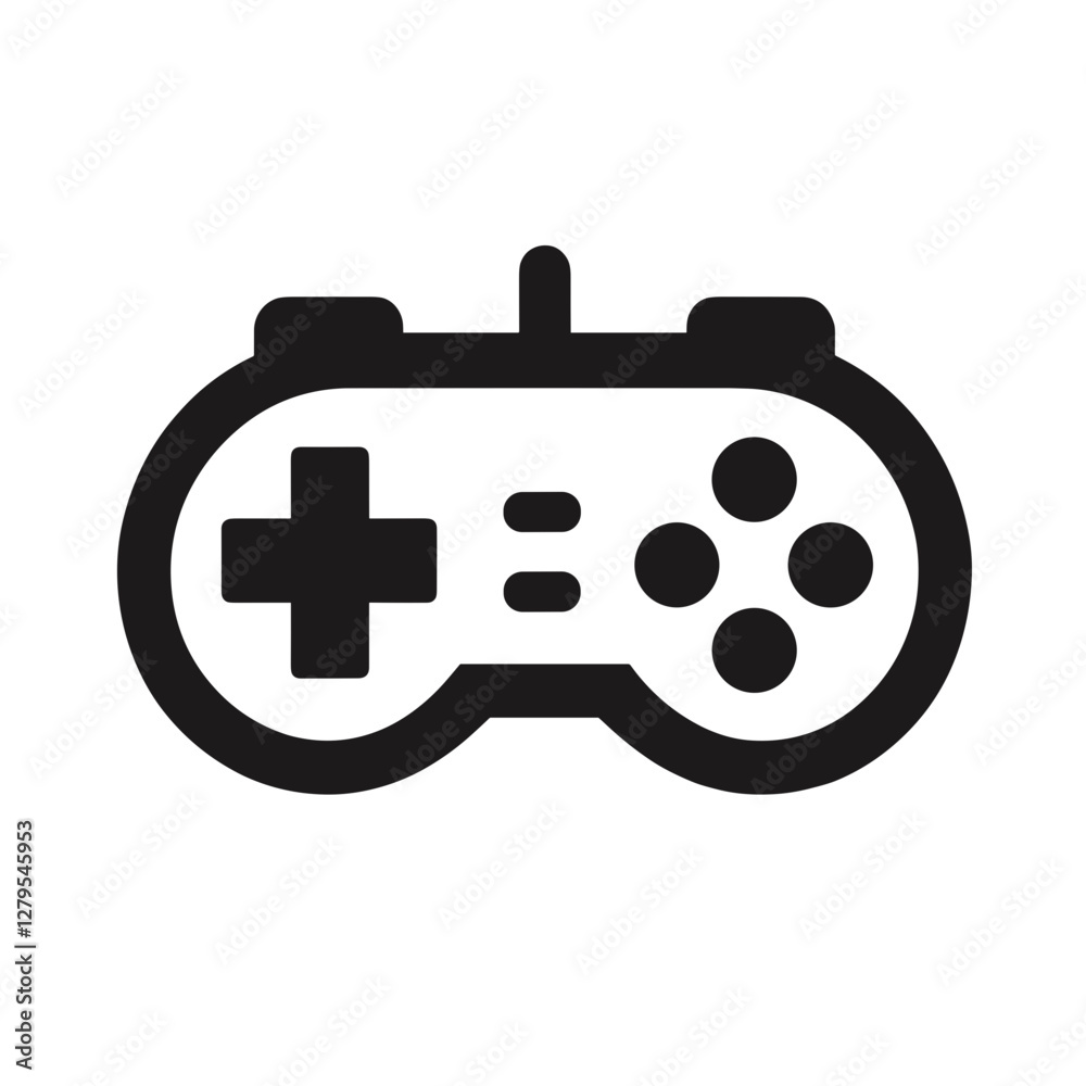 Black gaming controller on white background Black gaming controller on white background