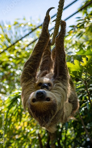 Linnaeus's Two-Toed Sloth (Choloepus didactylus), also known as the Southern Two-Toed Sloth, Unau, or Linne's Two-Toed Sloth.