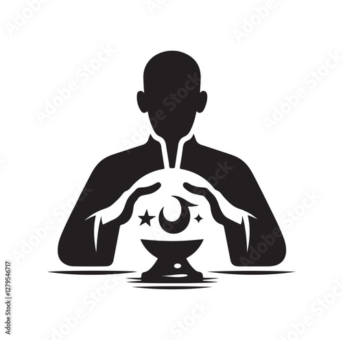 Fortune Teller pose silhouette vector illustration