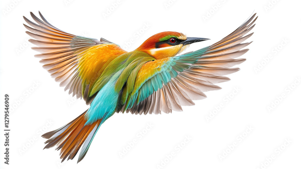 Fototapeta premium Flying bird isolated on white or white background , animal.