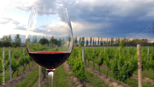 Wallpaper Mural Elegant wine glass with red wine vineyard the Torontodigital.ca