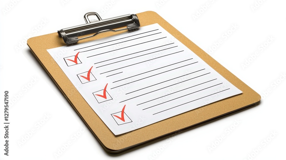Naklejka premium A clipboard with a checklist featuring checked items, symbolizing task completion and organization.