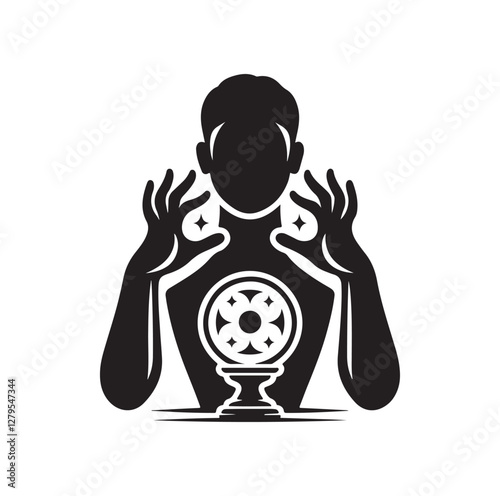 Fortune Teller pose silhouette vector illustration