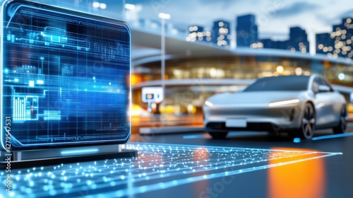 Wallpaper Mural Autonomous vehicle technology showcase urban cityscape visual display modern environment futuristic viewpoint innovation concept Torontodigital.ca